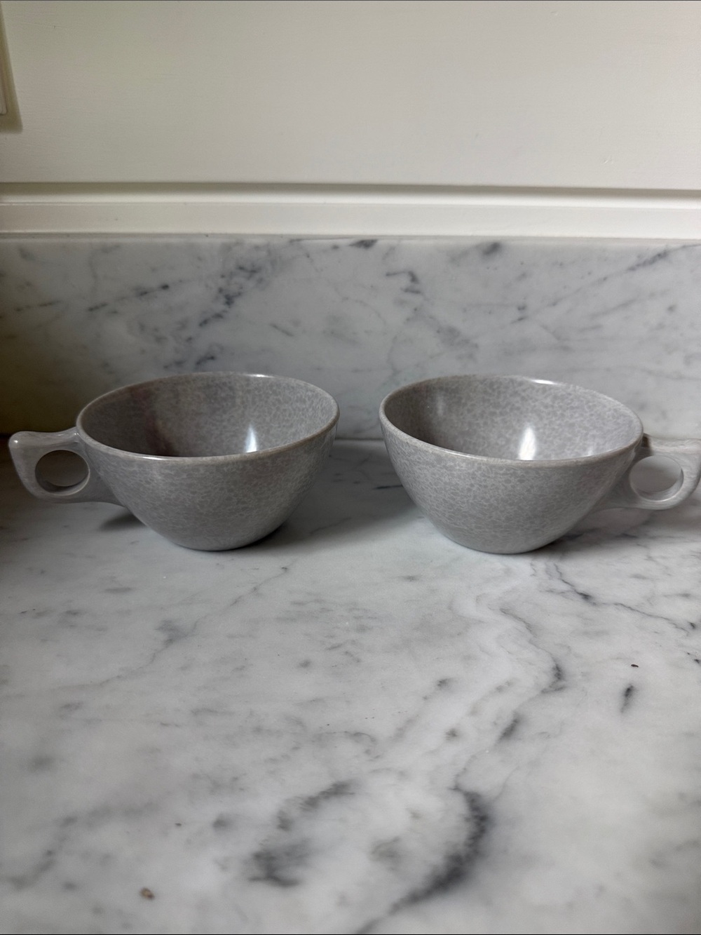 Color Flyte Melmac Gray Coffee Cups with Loop Handle - Set of 2